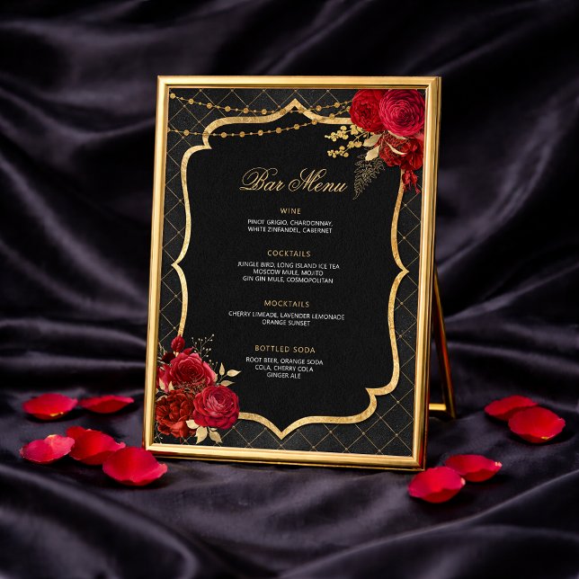 Red Black and Gold Bar Menu Invitation (Red Black and Gold Bar Menu)