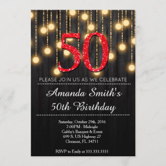Red Black and Gold Invitations for Her