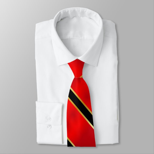 Red Black and Gold Stripes2 Tie (Tied)