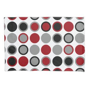 Red, Black and Gray Circles  Pillowcase