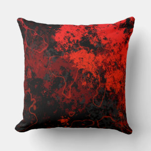 Red, Black and Gray Marble Abstract Throw Pillow