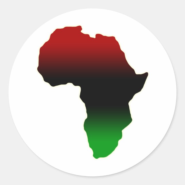 Red, Black and Green Africa Shape Classic Round Sticker (Front)