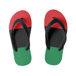 Red, Black and Green Flag Kid's Flip Flops