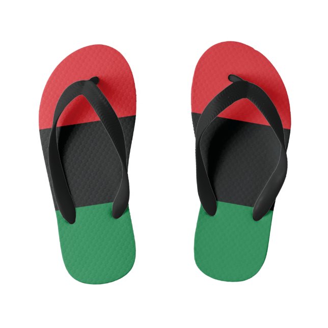 Red, Black and Green Flag Kid's Flip Flops (Footbed)