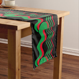 RED BLACK AND GREEN SHORT TABLE RUNNER