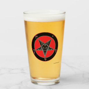 Red, Black, and Grey Baphomet Design Glass