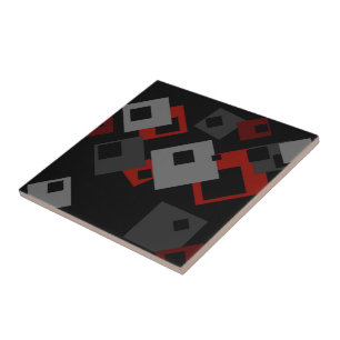 Red Black and Grey Geometric Tile