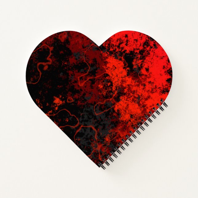 Red, Black and Grey Marble Abstract Notebook (Back)