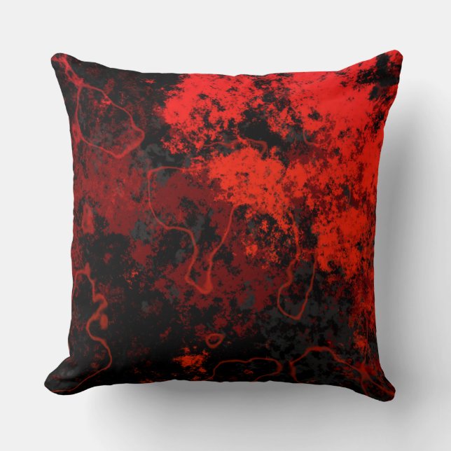 Red, Black and Grey Marble Abstract Throw Pillow (Front)