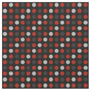 Red, black and grey polka dots fabric