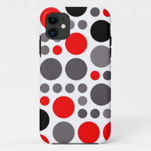 Red, black and grey polka dots seamless graphic iPhone 11 case