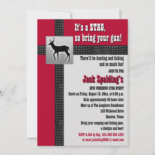 Red, Black, and Grey Stag Invitation (Front)