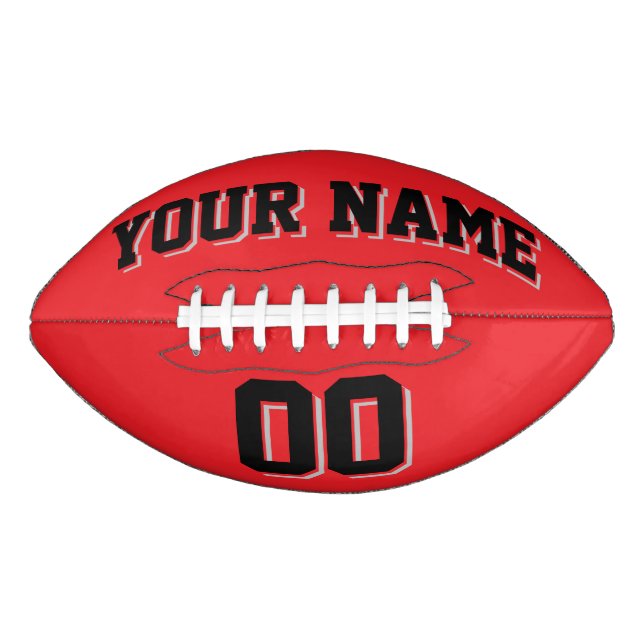 RED BLACK AND SILVER GRAY Custom Football (Front)