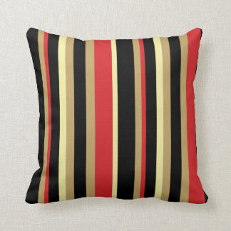 Red, Black, and Tan Striped Throw Pillow