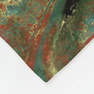 Red, Black and Turquoise Stone Abstract Fleece Blanket