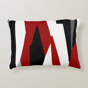 Red black and white abstract accent pillow