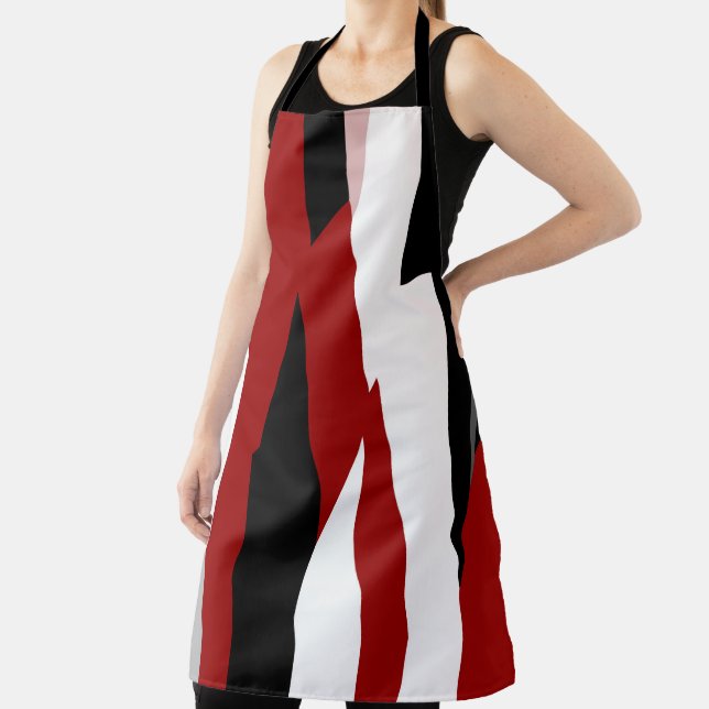 Red black and white abstract   apron (Insitu)