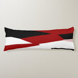 Red black and white abstract body pillow