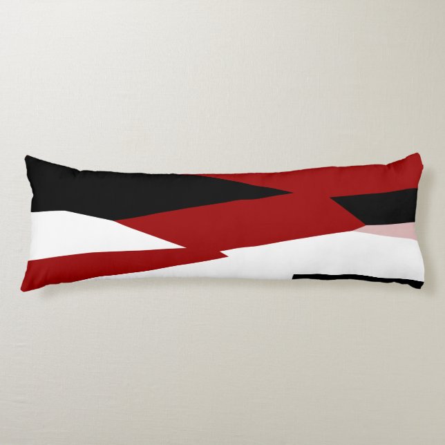 Red black and white abstract body pillow (Front)