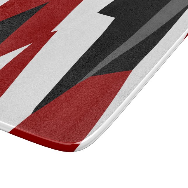 Red black and white abstract   cutting board (Corner)