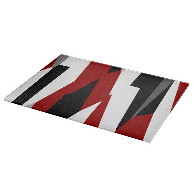 Red black and white abstract  cutting board (Corner)