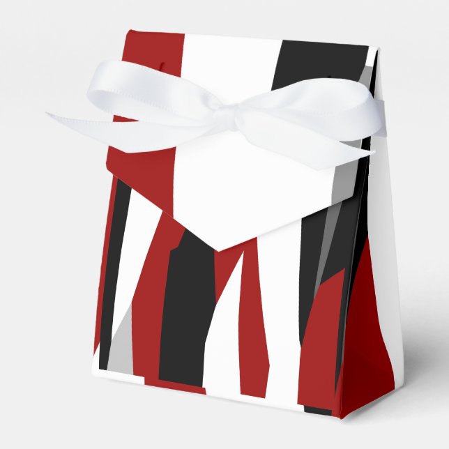 Red black and white abstract  favor box (Front Side)