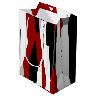 Red black and white abstract   medium gift bag