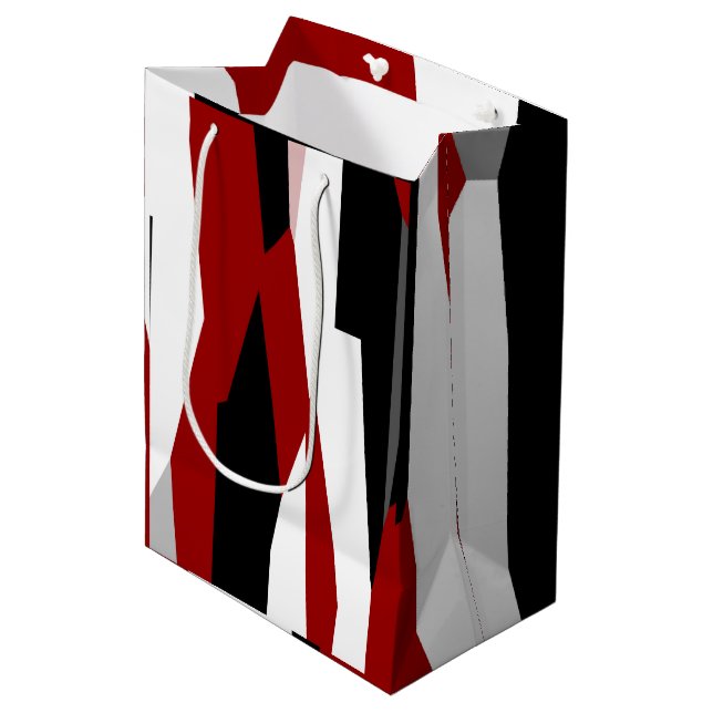 Red black and white abstract   medium gift bag (Front Angled)