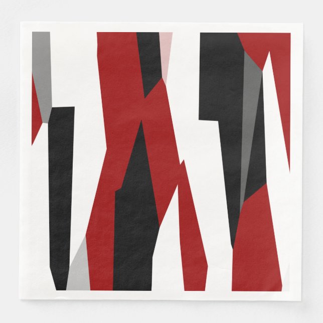 Red black and white abstract   napkin (Front)
