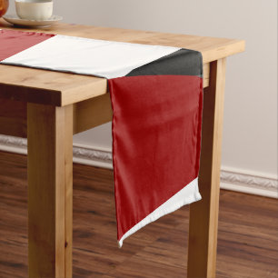 Red black and white abstract short table runner