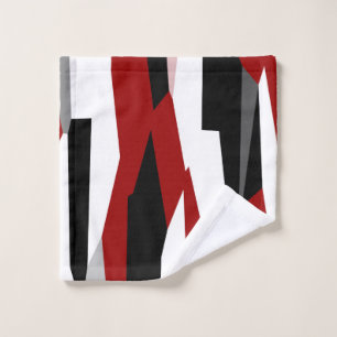 Red black and white abstract wash cloth