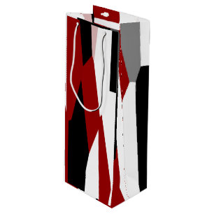 Red black and white abstract wine gift bag