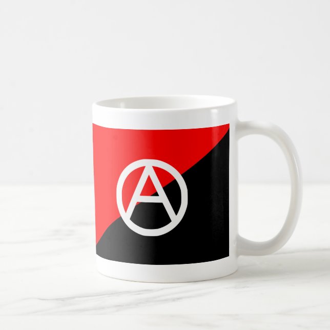 Red Black and White Anarchist Flag Anarchy Coffee Mug (Right)