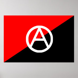Red Black and White Anarchist Flag Anarchy Poster
