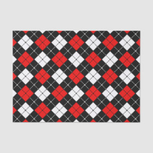 Red Black and White Argyle Pattern Tissue Paper