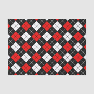 Red Black and White Argyle Pattern Tissue Paper