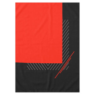 Red, black, and white & black pinstripe geometric tablecloth