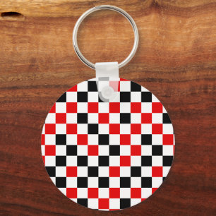 Red Black and White Chequered Keychain