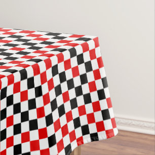 Red Black and White Chequered  Tablecloth