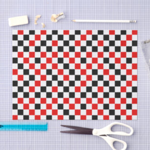 Red Black and White Chequered Tissue Paper