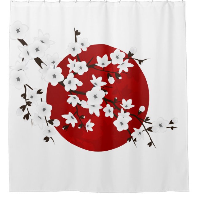 Red Black And White Cherry Blossom Rising Sun (Front)