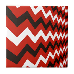 Red,Black and White Chevron Tile