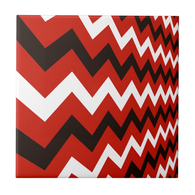 Red,Black and White Chevron Tile (Front)