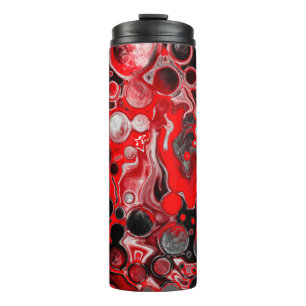 Red, Black and White Fluid Art Marble Thermal Tumbler