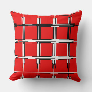 Red Black and White Geometric Abstract Throw Pillow