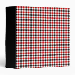 Red Black and White Gingham Check Binder