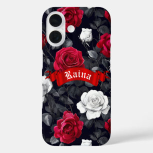 Red Black and White Goth Rose iPhone / coque ipad