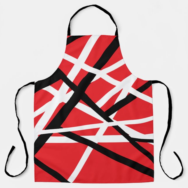 Red, Black, and White Graphic Apron (Front)