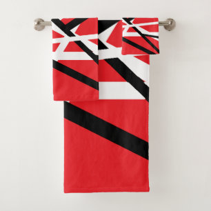 Red, Black, and White Graphic  Bath Towel Set
