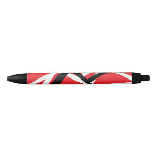 Red, Black, and White Graphic  Black Ink Pen